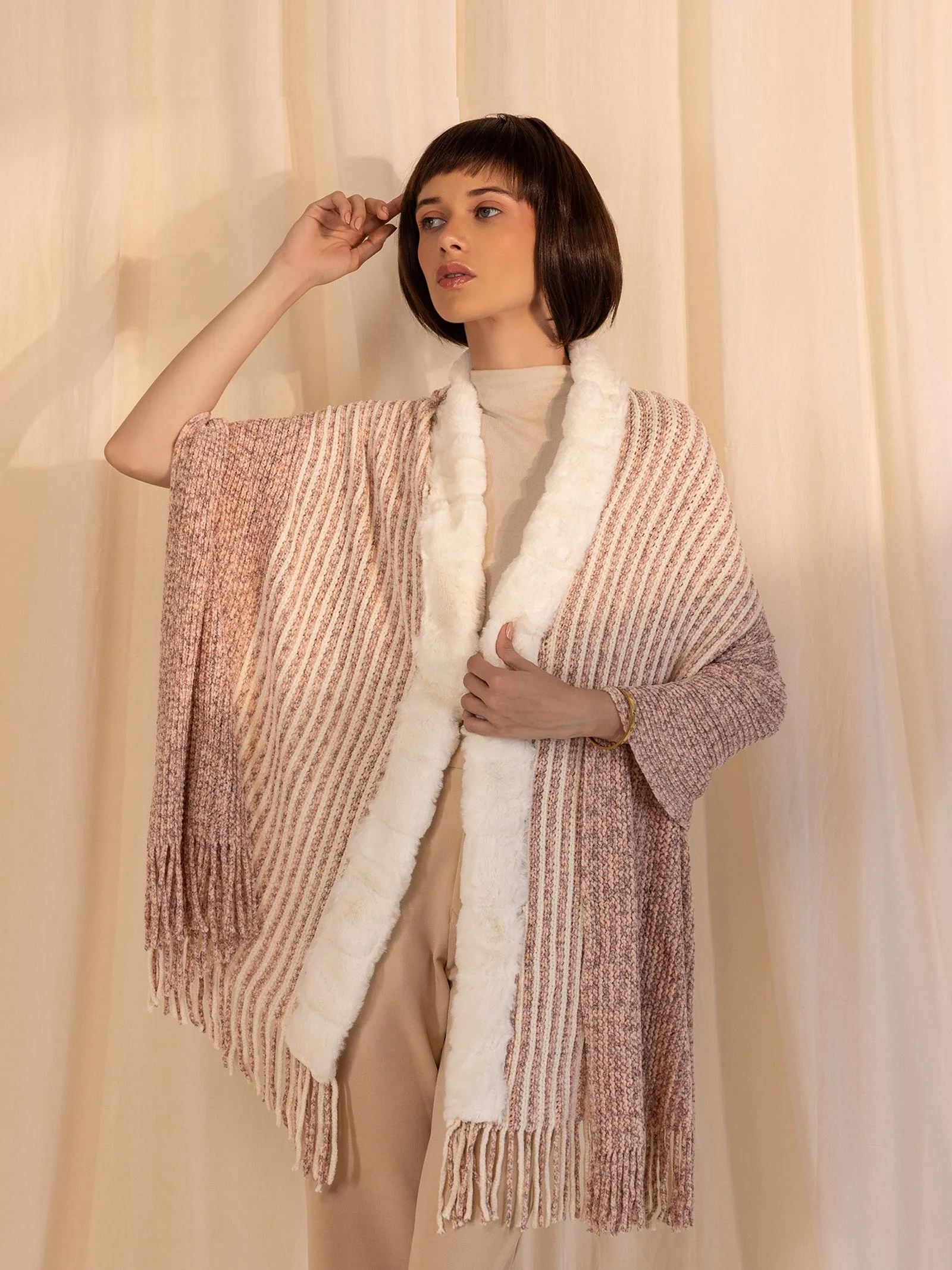 Woolen Fur Cape - Quartz