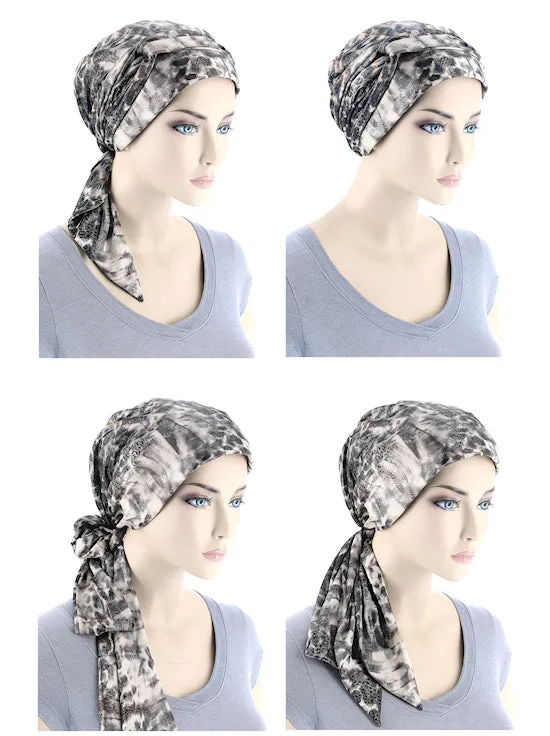 WPS-877#Head Wrap Scarf Black Silver Shimmer