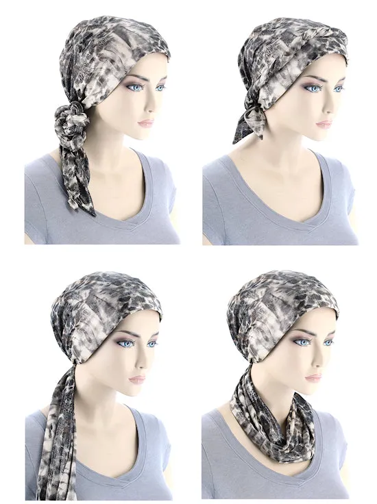 WPS-877#Head Wrap Scarf Black Silver Shimmer