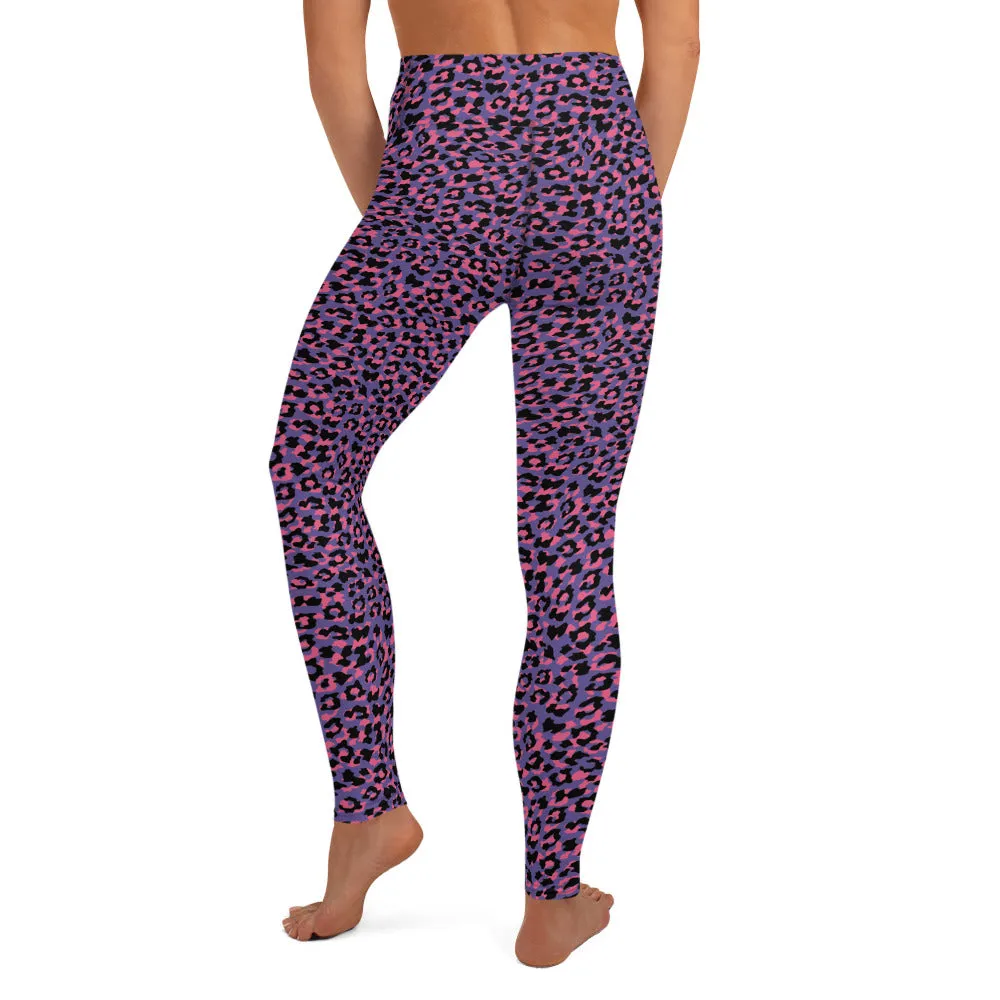 Yoga Leggings in Vibrant Pink and Purple Animal Print