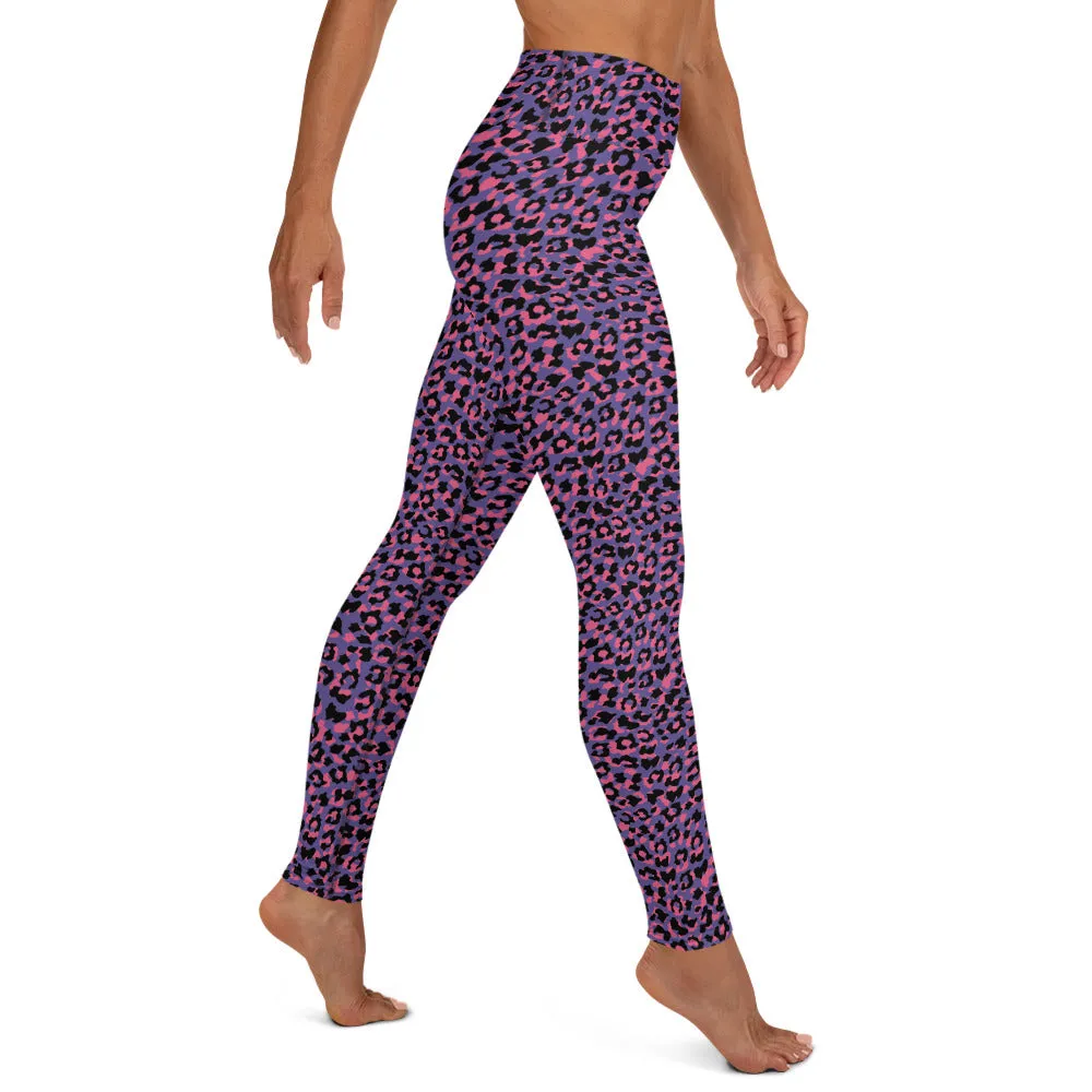 Yoga Leggings in Vibrant Pink and Purple Animal Print