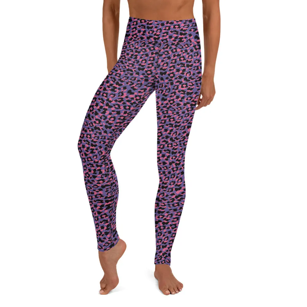 Yoga Leggings in Vibrant Pink and Purple Animal Print